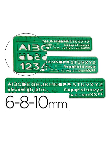 Normografo escolar domingo ferrer 6 8 10 mm plastico verde juego de 3 unidades Normografo escolar domingo ferrer 6 8 10 mm plastico verde juego de 3 unidades