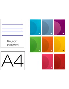 Libreta liderpapel 360 tapa de plastico a4 48 hojas 90g m2 horizontal con margen colores surtidos