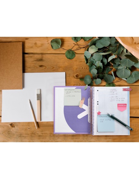 Cuaderno espiral a5 micro antartik tapa forrada120h 90 gr cuadro 5mm 5 banda 6 taladros color lavanda