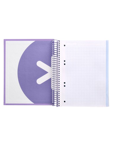Cuaderno espiral a5 micro antartik tapa forrada120h 90 gr cuadro 5mm 5 banda 6 taladros color lavanda