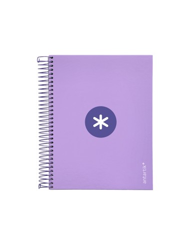 Cuaderno espiral a5 micro antartik tapa forrada120h 90 gr cuadro 5mm 5 banda 6 taladros color lavanda