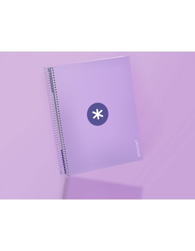 Cuaderno espiral a4 micro antartik tapa forrada120h 100 gr cuadro 5mm 5 banda4 taladros color lavanda