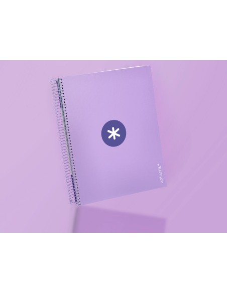 Cuaderno espiral a4 micro antartik tapa forrada120h 100 gr cuadro 5mm 5 banda4 taladros color lavanda