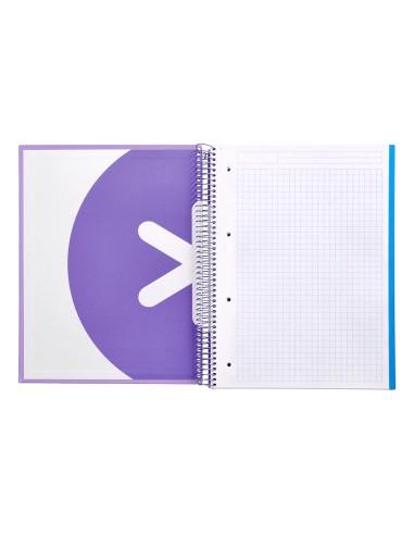 Cuaderno espiral a4 micro antartik tapa forrada120h 100 gr cuadro 5mm 5 banda4 taladros color lavanda