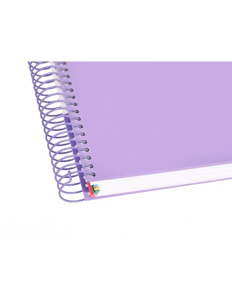 Cuaderno espiral a4 micro antartik tapa forrada120h 100 gr cuadro 5mm 5 banda4 taladros color lavanda