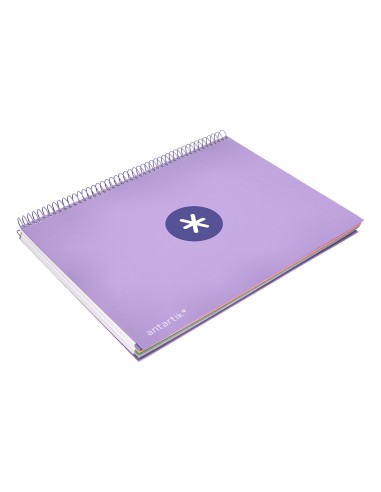 Cuaderno espiral a4 micro antartik tapa forrada120h 100 gr cuadro 5mm 5 banda4 taladros color lavanda