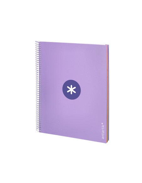 Cuaderno espiral a4 micro antartik tapa forrada120h 100 gr cuadro 5mm 5 banda4 taladros color lavanda