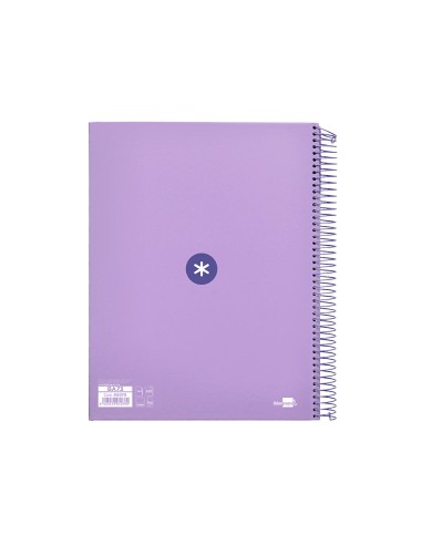 Cuaderno espiral a4 micro antartik tapa forrada120h 100 gr cuadro 5mm 5 banda4 taladros color lavanda