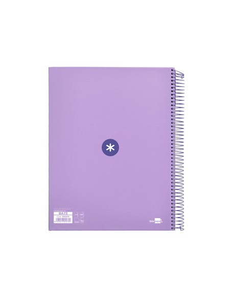 Cuaderno espiral a4 micro antartik tapa forrada120h 100 gr cuadro 5mm 5 banda4 taladros color lavanda