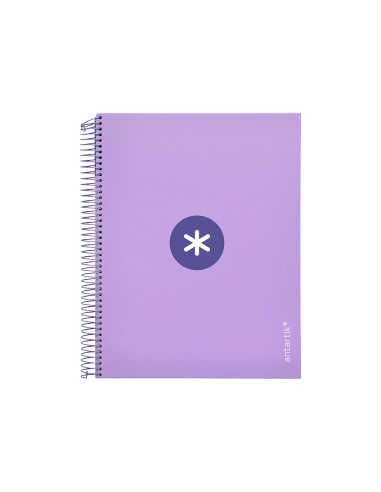 Cuaderno espiral a4 micro antartik tapa forrada120h 100 gr cuadro 5mm 5 banda4 taladros color lavanda