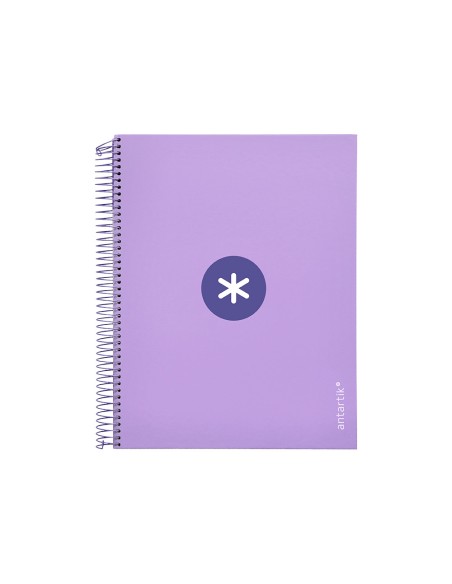 Cuaderno espiral a4 micro antartik tapa forrada120h 100 gr cuadro 5mm 5 banda4 taladros color lavanda