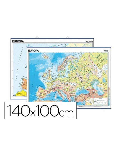 Mapa mural europa fisico politico 140x100 cm Mapa mural europa fisico politico 140x100 cm