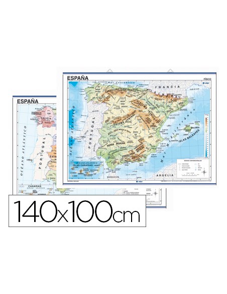 Mapa mural espana fisico politico 140x100 cm