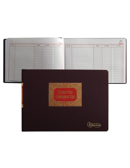 Libro miquelrius cuarto apaisado 100 hojas cuentas corrientes debe haber y saldo