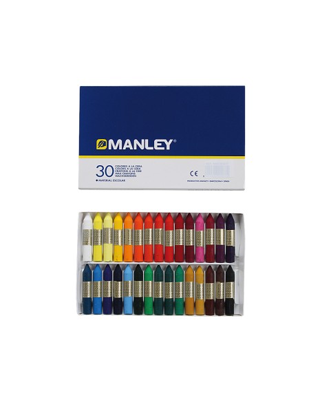 Lapices cera manley caja de 30 colores surtidos