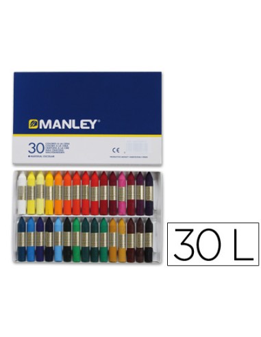 Lapices cera manley caja de 30 colores surtidos