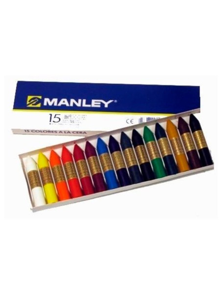 Lapices cera manley caja de 15 colores surtidos