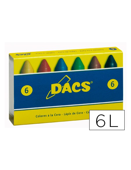 Lapices cera dacs caja de 6 colores surtidos