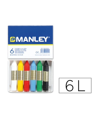 Lapices cera manley caja de 6 colores surtidos