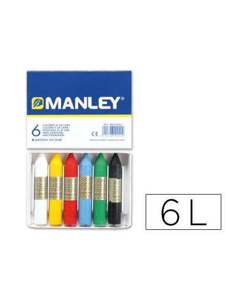 Lapices cera manley caja de 6 colores surtidos