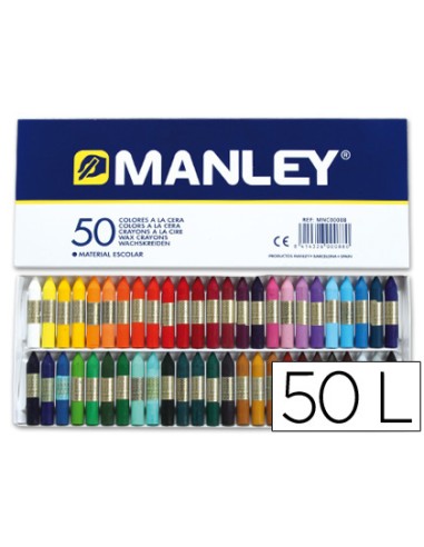 Lapices cera manley caja de 50 colores surtidos
