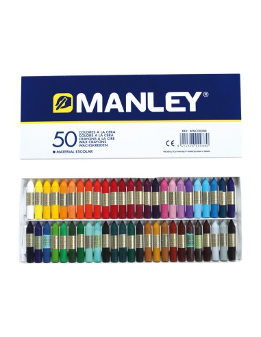 Lapices cera manley caja de 50 colores surtidos