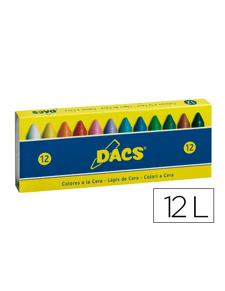 Lapices cera dacs caja de 12 colores surtidos