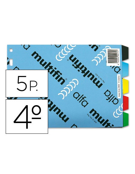 Separador multifin 3003 plastico cuarto apaisado 5 pestanas