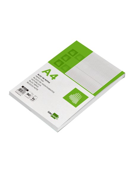Bloc notas liderpapel cuadro 4mm a4 80 hojas 60g m2 perforado