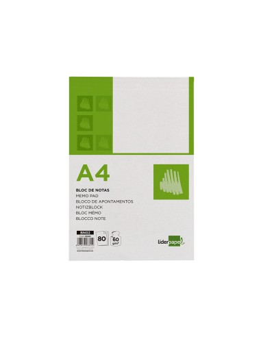 Bloc notas liderpapel liso a4 80 hojas 60g m2