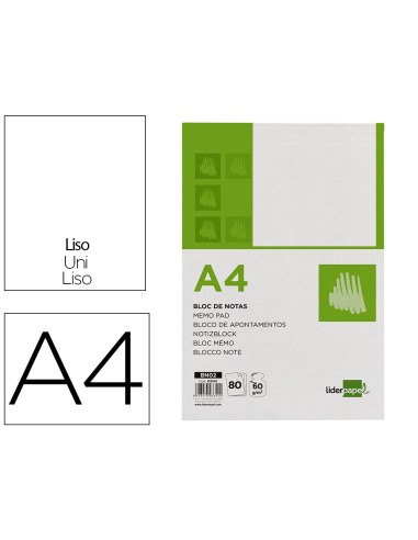 Bloc notas liderpapel liso a4 80 hojas 60g m2