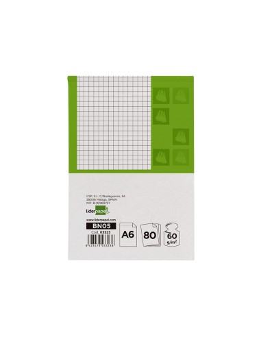 Bloc notas liderpapel cuadro 4mm a6 80 hojas 60g m2 perforado