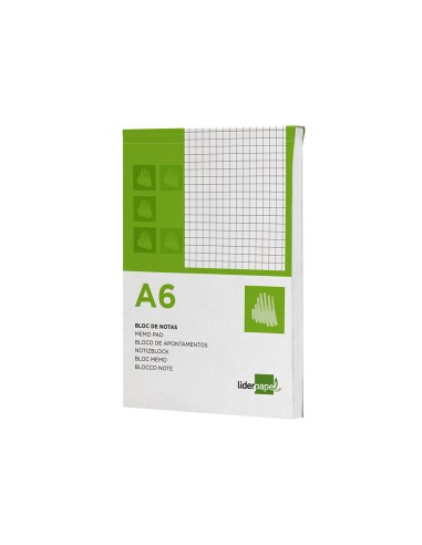 Bloc notas liderpapel cuadro 4mm a6 80 hojas 60g m2 perforado