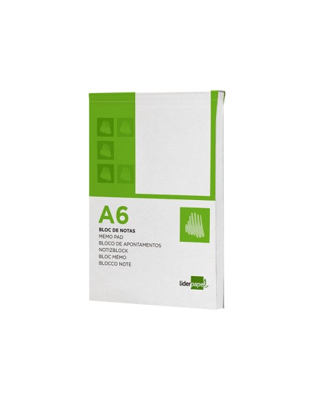 Bloc notas liderpapel liso a6 80 hojas 60g m2 perforado