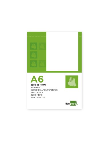 Bloc notas liderpapel liso a6 80 hojas 60g m2 perforado
