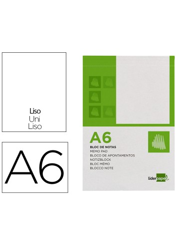 Bloc notas liderpapel liso a6 80 hojas 60g m2 perforado