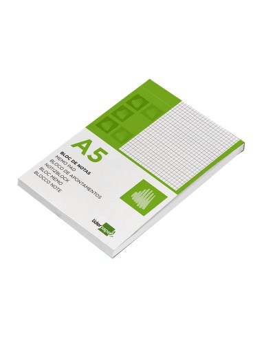 Bloc notas liderpapel cuadro 4mm a5 80 hojas 60g m2 perforado