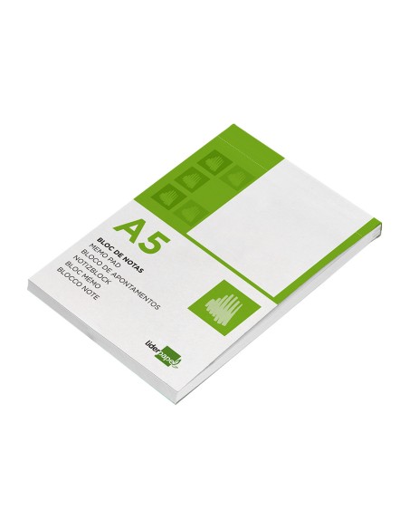 Bloc notas liderpapel liso a5 80 hojas 60g m2 perforado