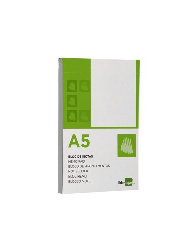 Bloc notas liderpapel liso a5 80 hojas 60g m2 perforado