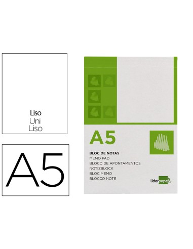Bloc notas liderpapel liso a5 80 hojas 60g m2 perforado
