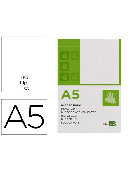 Bloc notas liderpapel liso a5 80 hojas 60g m2 perforado