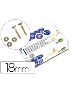 Encuadernadores liderpapel latonados con arandela 18 mm caja de 100 unidades