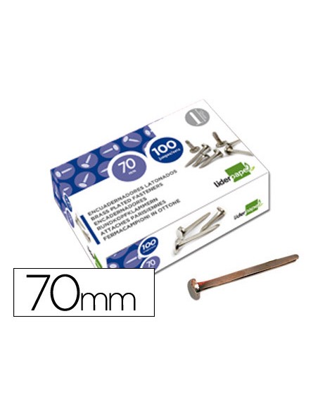 Encuadernadores liderpapel niquelados n12 70 mm caja de 100 unidades