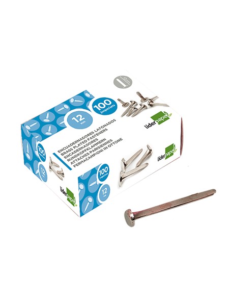 Encuadernadores liderpapel niquelados n6 275 mm caja de 100 unidades