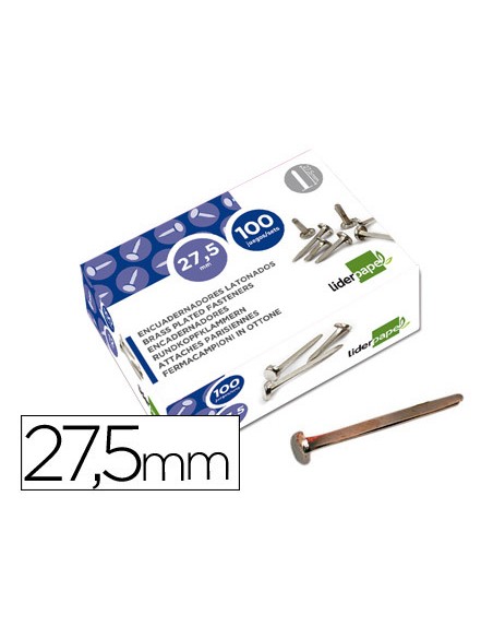 Encuadernadores liderpapel niquelados n6 275 mm caja de 100 unidades