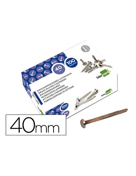 Encuadernadores liderpapel niquelados n8 40 mm caja de 100 unidades