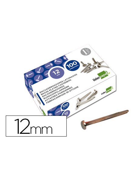 Encuadernadores liderpapel niquelados n0 12 mm caja de 100 unidades