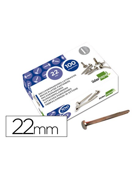 Encuadernadores liderpapel niquelados n4 22 mm caja de 100 unidades