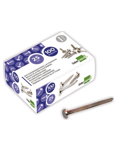 Encuadernadores liderpapel niquelados n5 25 mm caja de 100 unidades