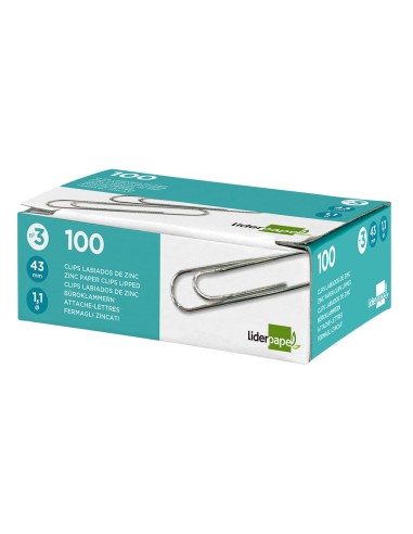 Clips liderpapel nº3 labiados 43 mm caja de 100 unidades